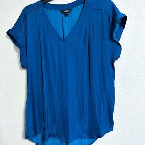 Simply Vera VeraWang, turquoise polyester short sleeved shirt, Size L